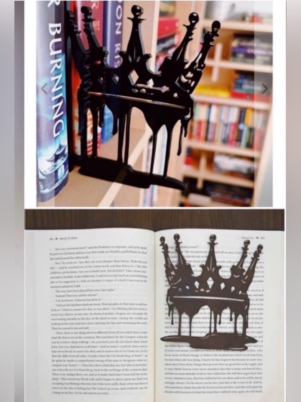 Storiarts Set of 2- Crown Bookshelf Silhouette & Crown Bookmark